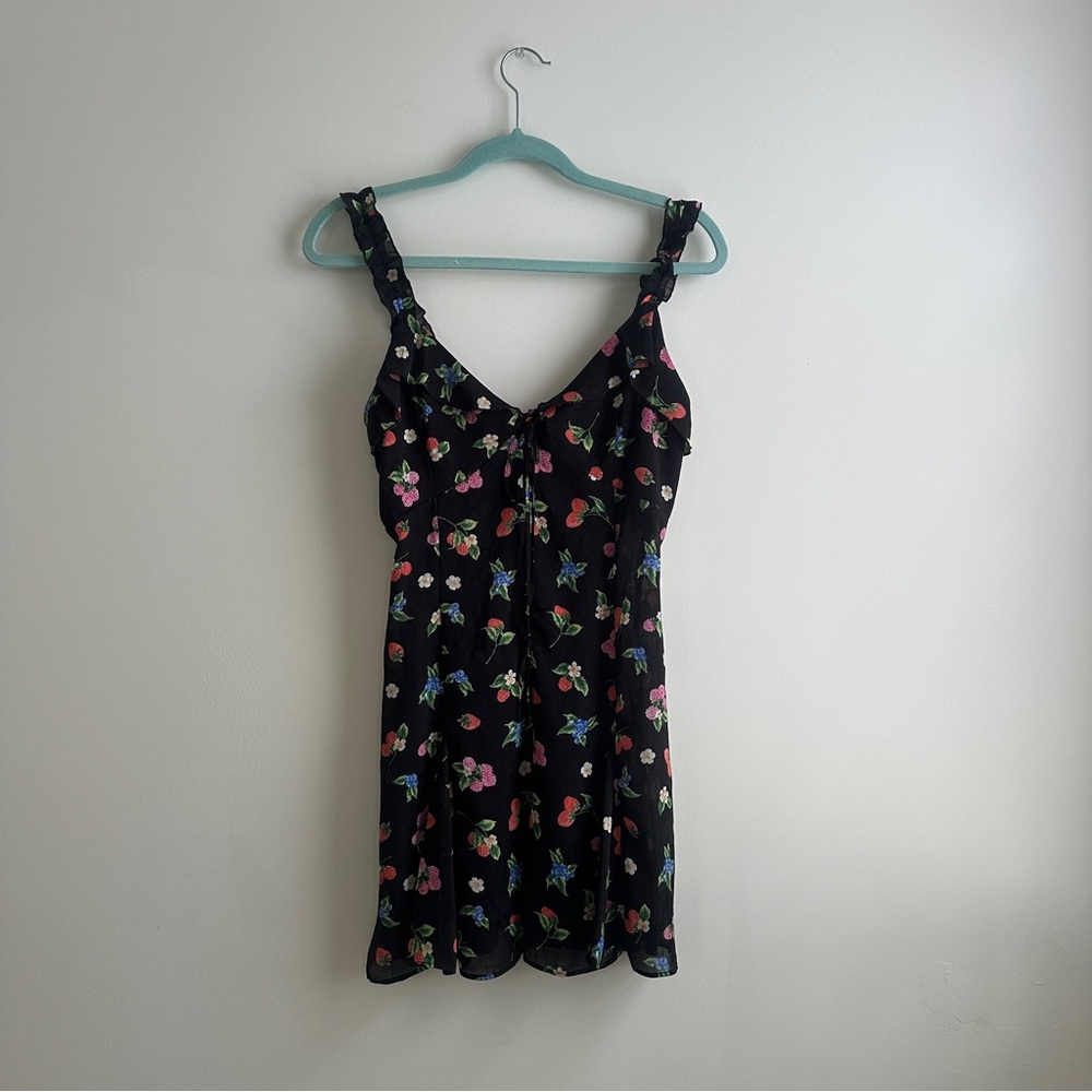Zara Black Dress with Vibrant Floral Design